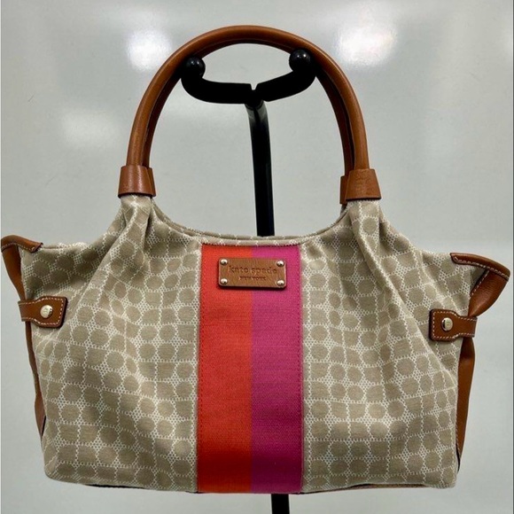 kate spade Handbags - Kate Spade Noel Stevie Shoulder Bag with Pink and Orange Accent Stripes